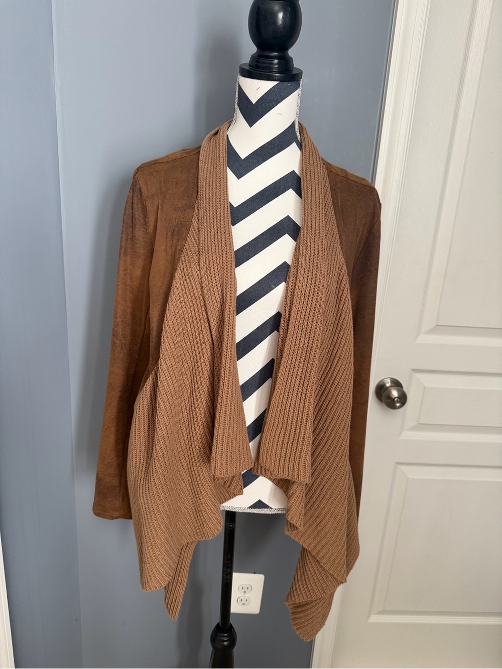 Context Brown Draped Open-Front Trench Coat